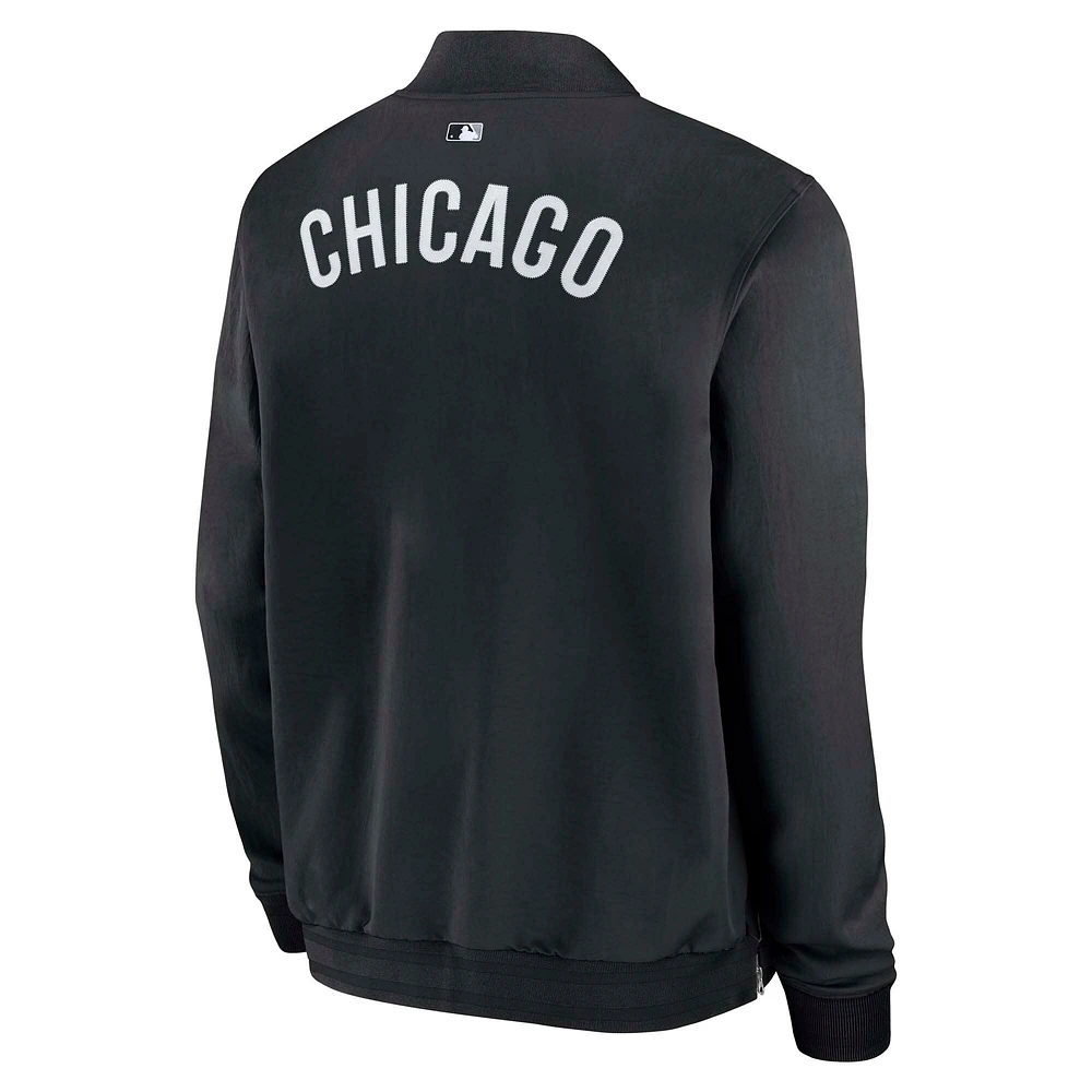 Men's Nike Black Chicago White Sox Authentic Collection Dugout Full-Zip Bomber Jacket