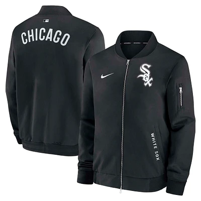 Men's Nike Black Chicago White Sox Authentic Collection Dugout Full-Zip Bomber Jacket