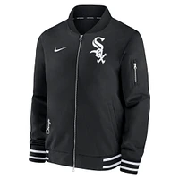 Blouson aviateur entièrement zippé Nike pour homme, noir, Chicago White Sox Authentic Collection