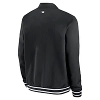 Blouson aviateur entièrement zippé Nike pour homme, noir, Chicago White Sox Authentic Collection
