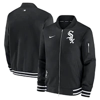 Blouson aviateur entièrement zippé Nike pour homme, noir, Chicago White Sox Authentic Collection