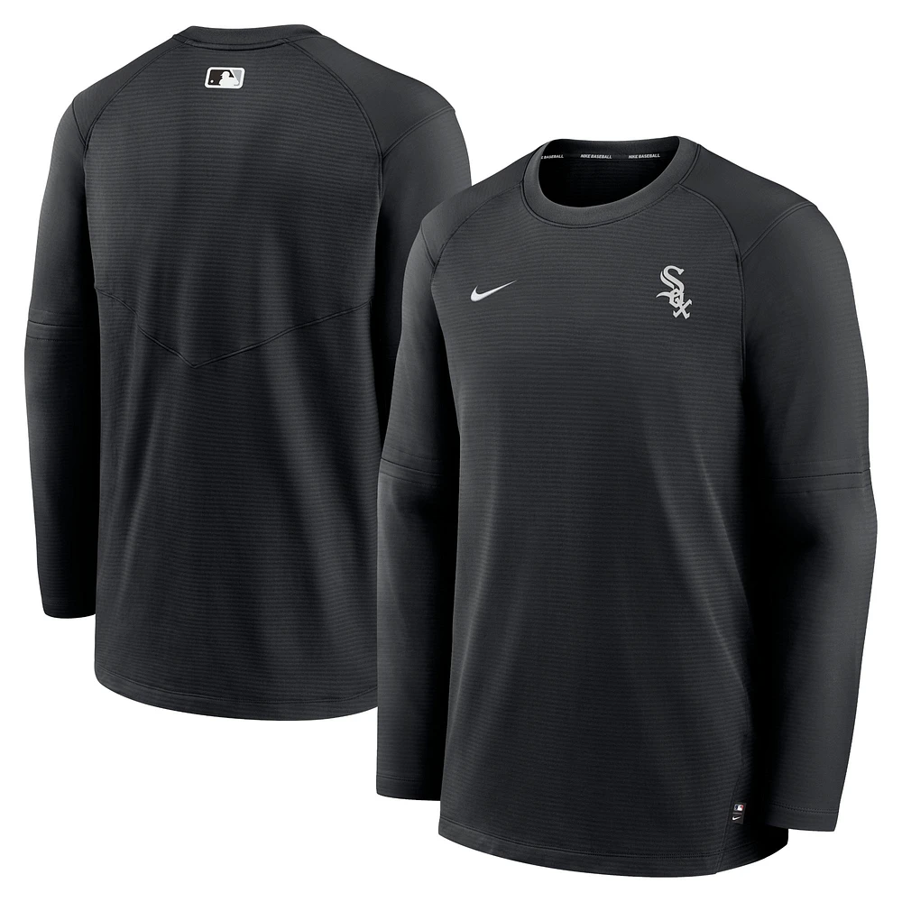 T-shirt à manches longues Nike Chicago White Sox Authentic Collection Logo Performance pour homme Noir