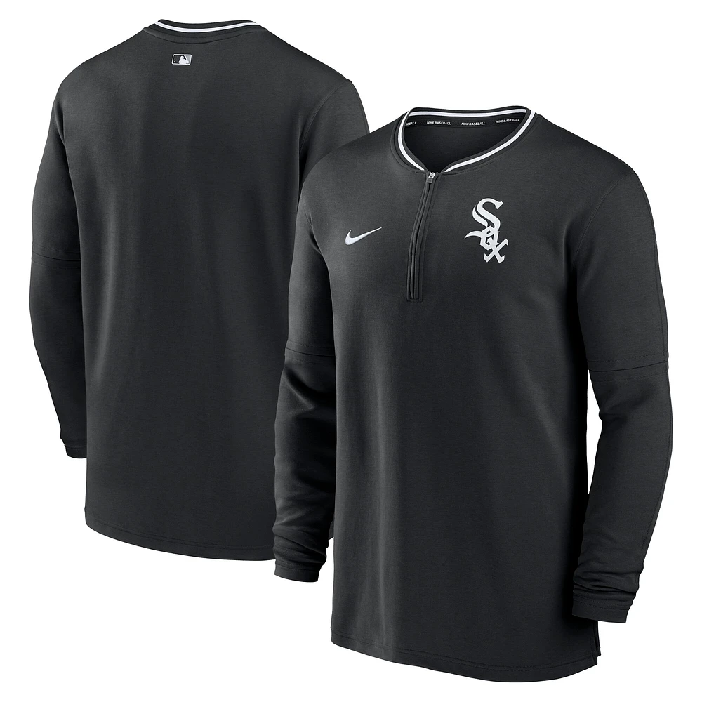 Haut Nike Performance demi-zippé noir Chicago White Sox Authentic Collection pour homme
