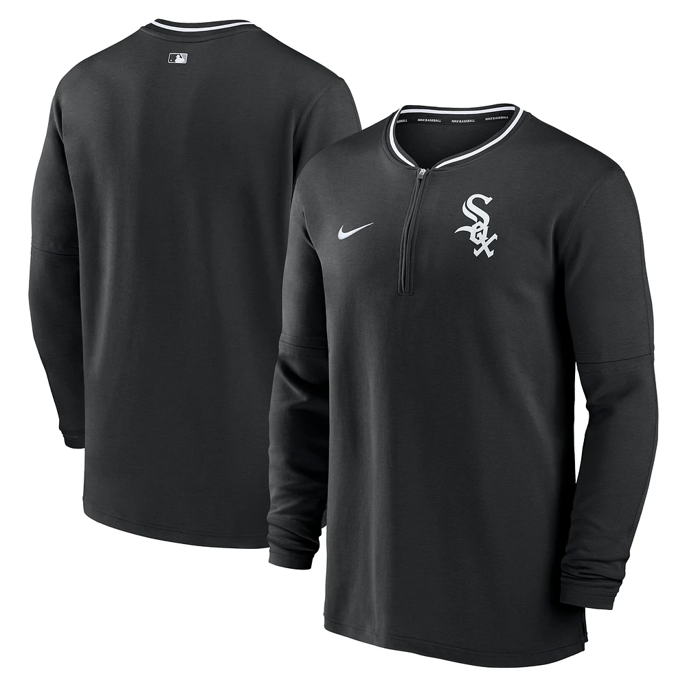 Haut Nike Performance demi-zippé noir Chicago White Sox Authentic Collection pour homme