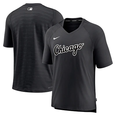 Men's Nike Black Chicago White Sox Authentic Collection Pregame Raglan Performance V-Neck T-Shirt