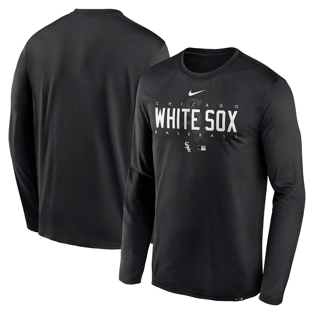 T-shirt à manches longues Nike Chicago White Sox Authentic Collection Team Logo Legend Performance pour homme Noir