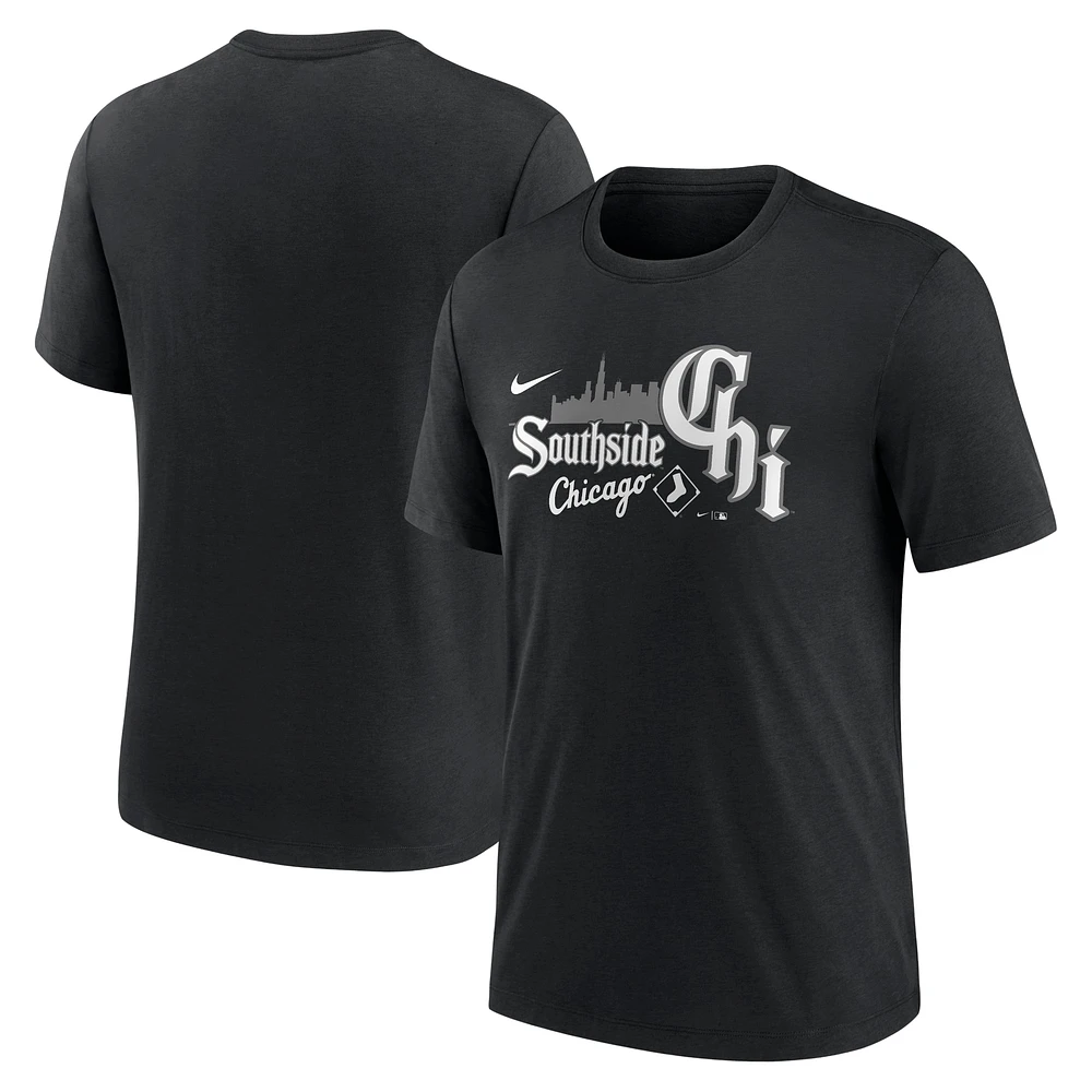 T-shirt à trois mélanges Nike Chicago White Sox City Connect pour homme, noir