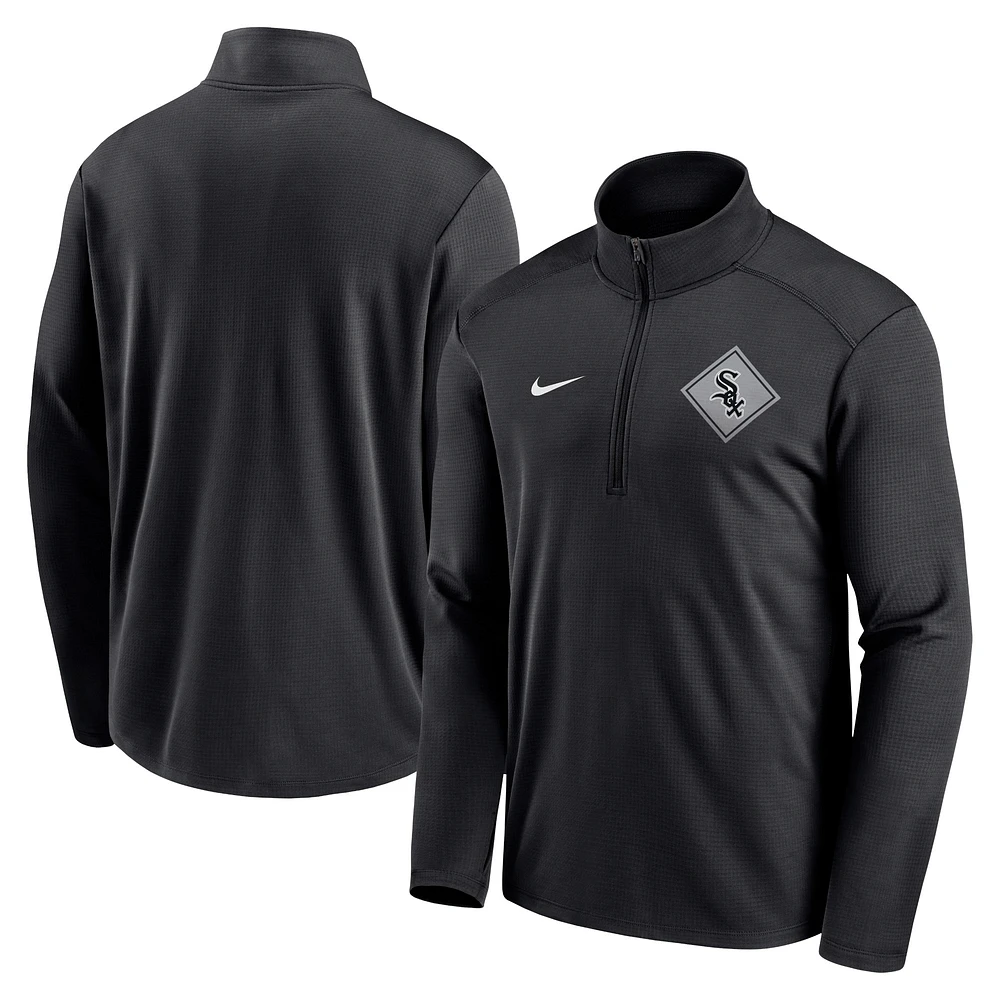 Haut coupe-vent à quart de zip Nike Black Chicago White Sox Diamond Icon Pacer Performance pour homme