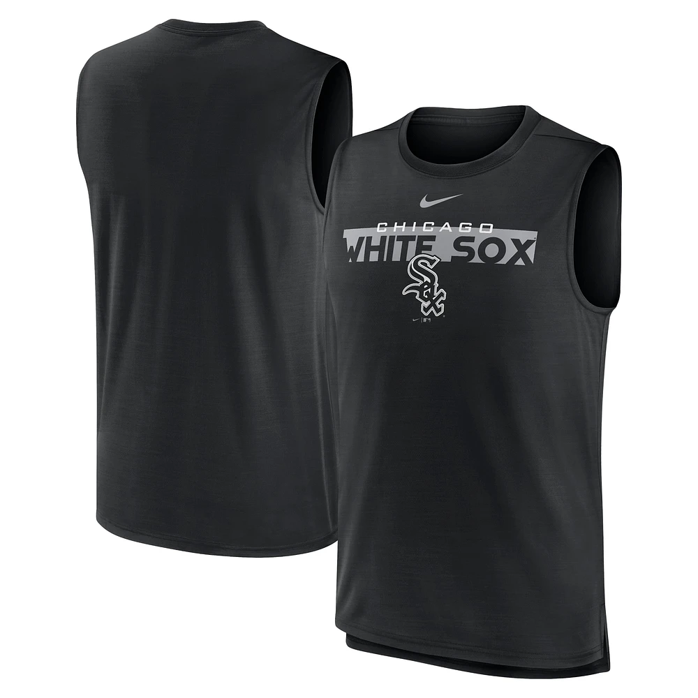 Débardeur musculaire Nike noir Chicago White Sox Knockout Stack Exceed Performance pour homme