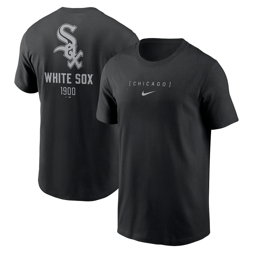 T-shirt Nike noir Chicago White Sox avec grand logo dans le dos pour homme