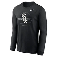 T-shirt à manches longues Nike Chicago White Sox Over Arch Performance pour homme Noir