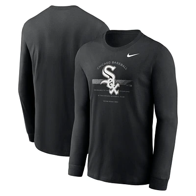 T-shirt à manches longues Nike Chicago White Sox Over Arch Performance pour homme Noir