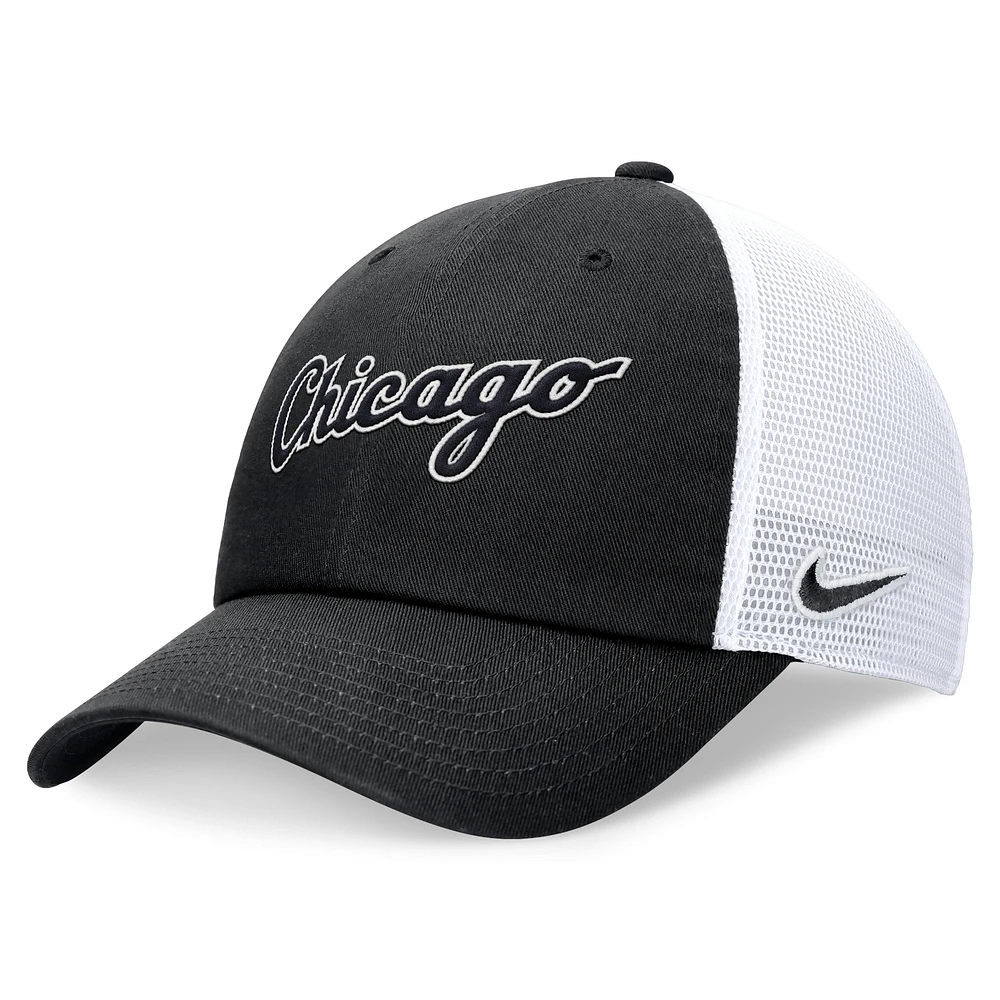 Casquette de camionneur ajustable Nike noire avec logo Chicago White Sox pour homme