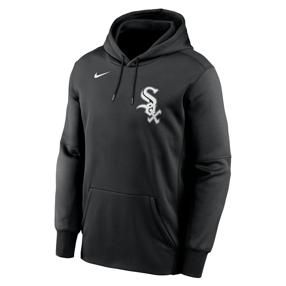 Sweat à capuche Nike Therma Performance noir Chicago White Sox Wordmark pour homme