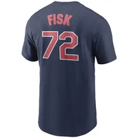 Men's Nike Carlton Fisk Navy Chicago White Sox Cooperstown Collection Name & Number T-Shirt