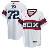 Homme Nike Carlton Fisk Blanc Chicago White Sox Domicile Cooperstown Collection Maillot de joueur d'équipe