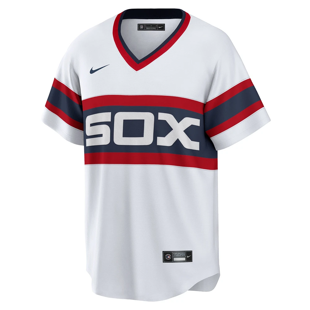 Homme Nike Carlton Fisk Blanc Chicago White Sox Domicile Cooperstown Collection Maillot de joueur d'équipe