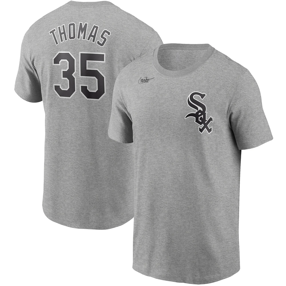 T-shirt Nike Frank Thomas Heathered Grey Chicago White Sox Cooperstown Collection pour homme avec nom et numéro