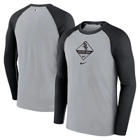 T-shirt à manches longues raglan Nike pour homme, gris/noir, Chicago White Sox Game Authentic Collection Performance