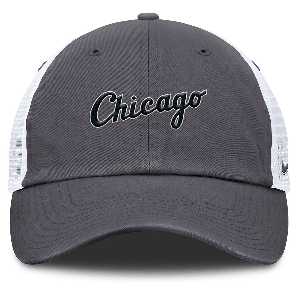 Men's Nike Gray Chicago White Sox Wordmark Club Adjustable Trucker Hat