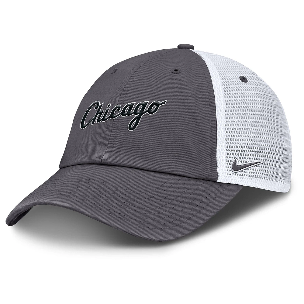 Men's Nike Gray Chicago White Sox Wordmark Club Adjustable Trucker Hat