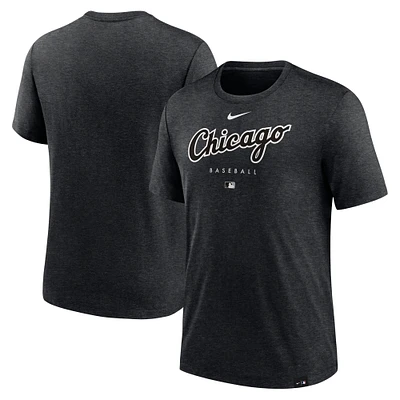 T-shirt Performance à trois mélanges Early Work Chicago White Sox Nike Heather Black pour homme