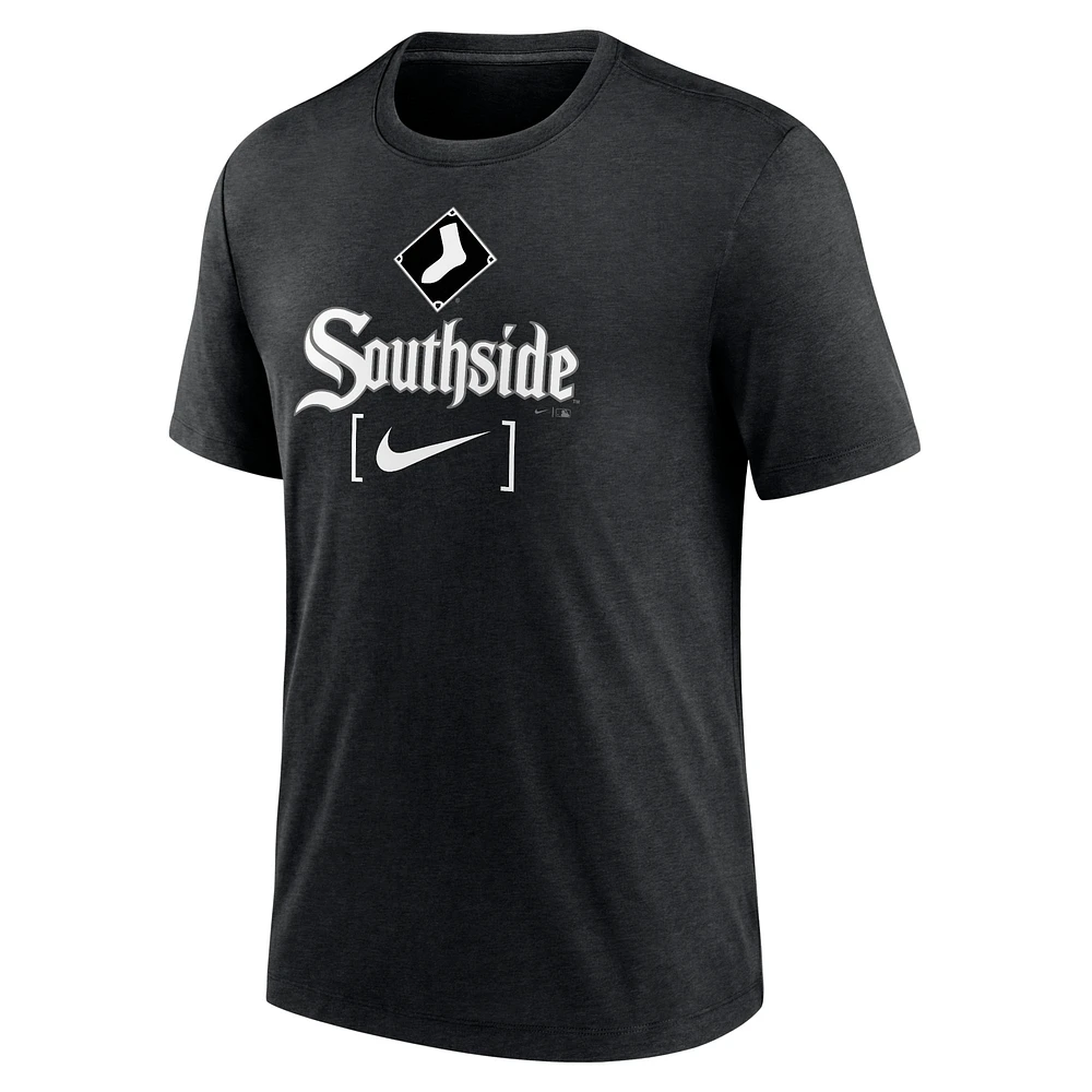 T-shirt Nike Heather Black Chicago White Sox City Connect Tri-Blend pour homme