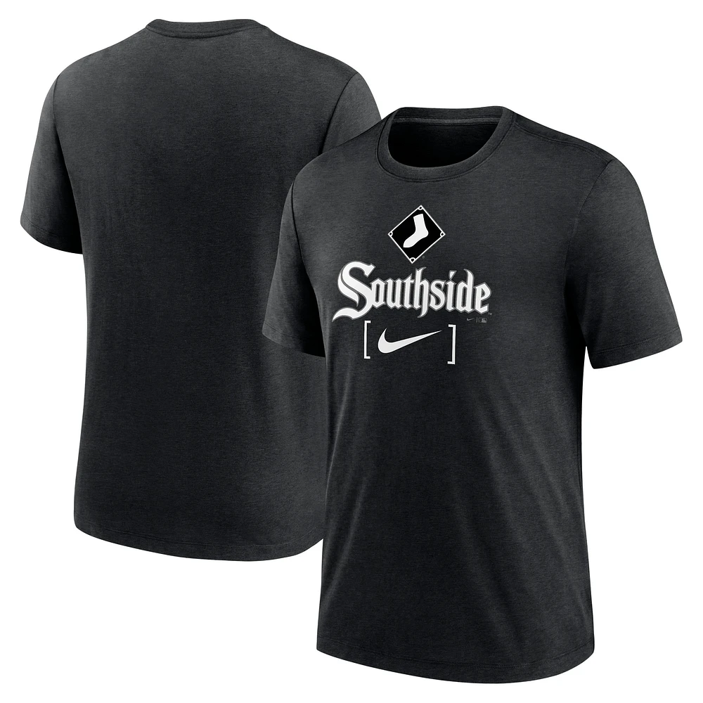 T-shirt Nike Heather Black Chicago White Sox City Connect Tri-Blend pour homme