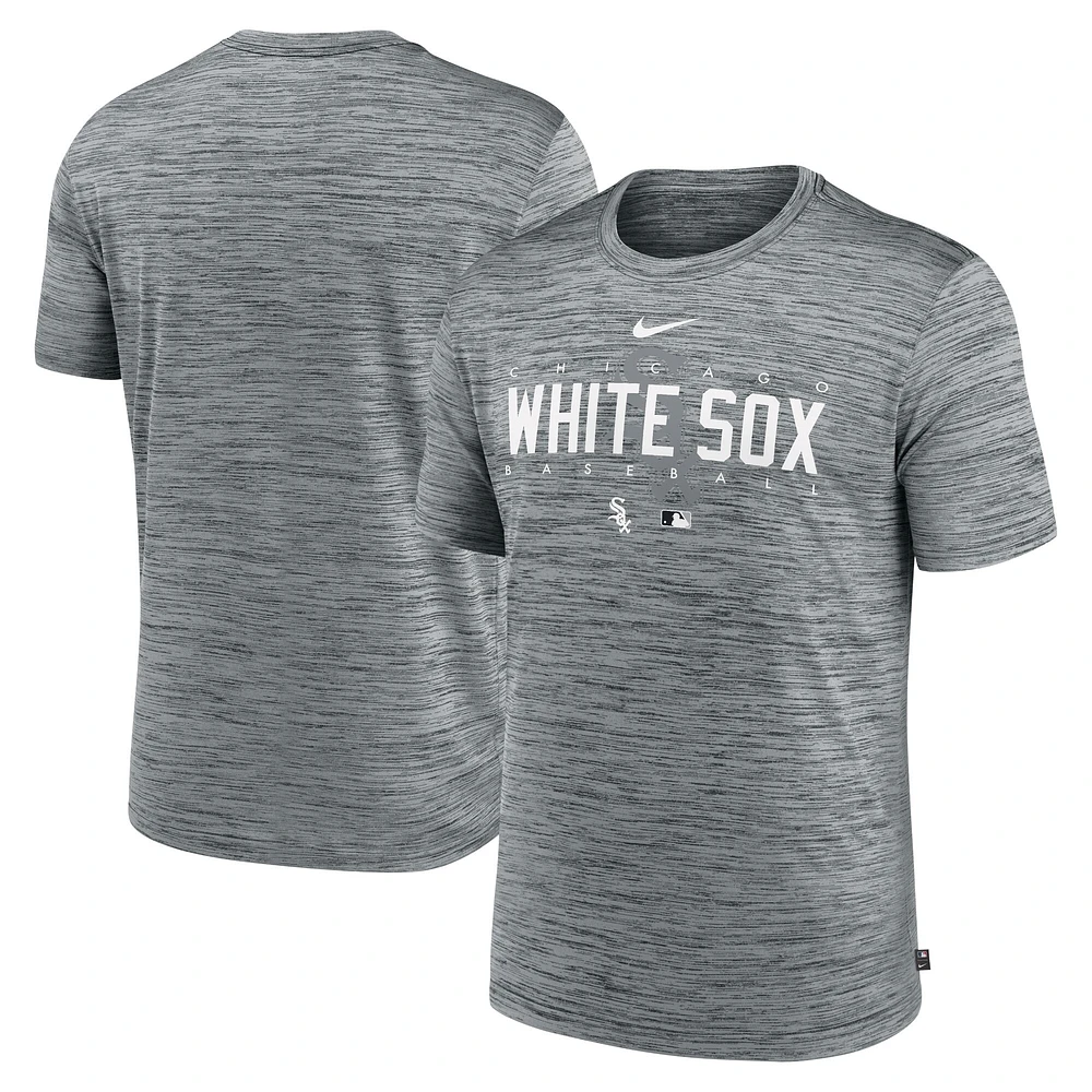 T-shirt d'entraînement Velocity Performance Nike Chicago White Sox Authentic Collection pour homme, gris chiné