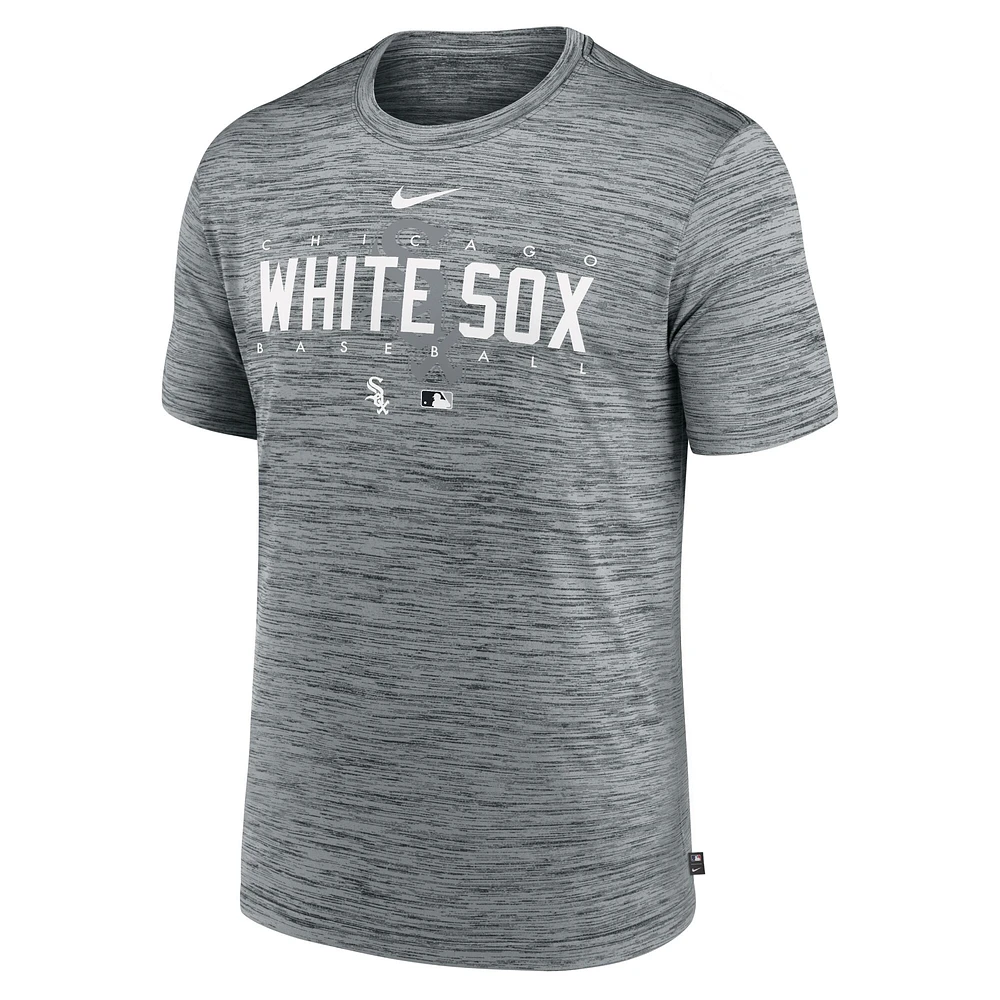 T-shirt d'entraînement Velocity Performance Nike Chicago White Sox Authentic Collection pour homme, gris chiné