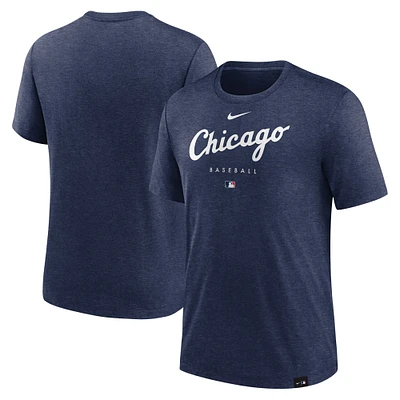 T-shirt Performance à trois mélanges pour homme Nike Heather Navy Chicago White Sox Authentic Collection Early Work