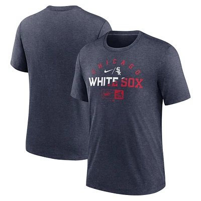 Men's Nike  Heather Navy Chicago White Sox Rewind Review Slash Tri-Blend T-Shirt