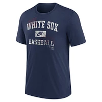 T-shirt Nike bleu marine pour homme Chicago White Sox Cooperstown Collection Arch Tri-Blend