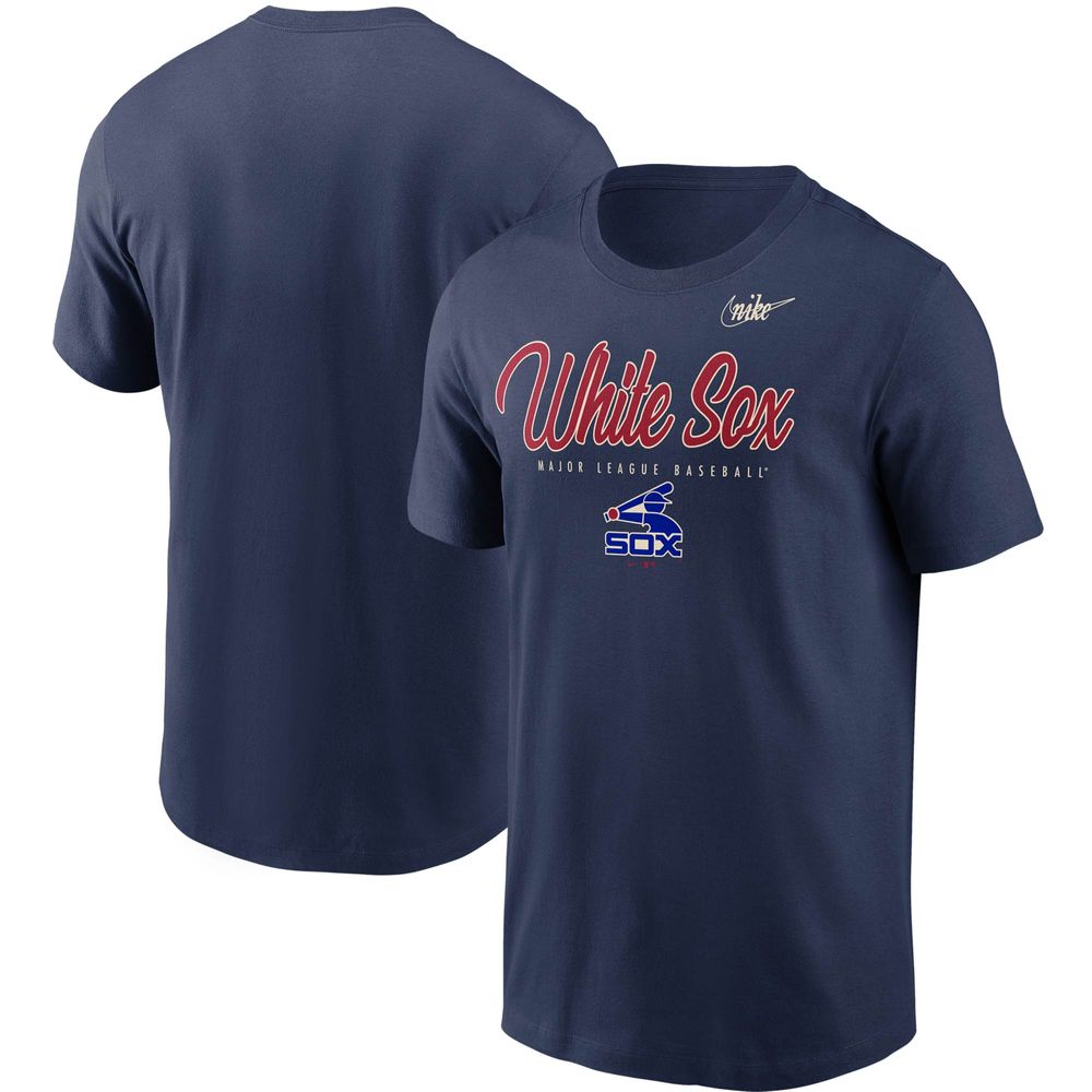 Nike Men's Nike Navy Chicago White Sox Cooperstown Collection Wordmark  Script Logo T-Shirt