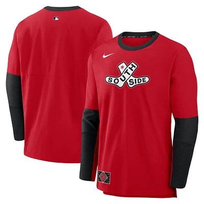 Men's Nike Red/Black Chicago White Sox 2025 City Connect Authentic Collection Lightweight Player Tri-Blend Performance Long Sleeve T-Shirt
