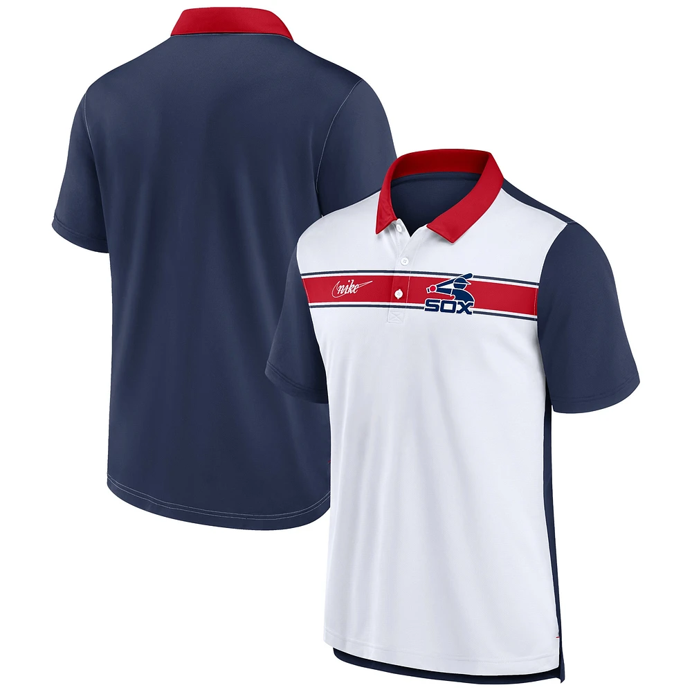 Men's Nike  White/Navy Chicago White Sox Rewind Stripe Polo