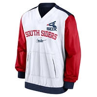 Men's Nike White/Navy Chicago White Sox Rewind Warmup V-Neck Pullover Jacket