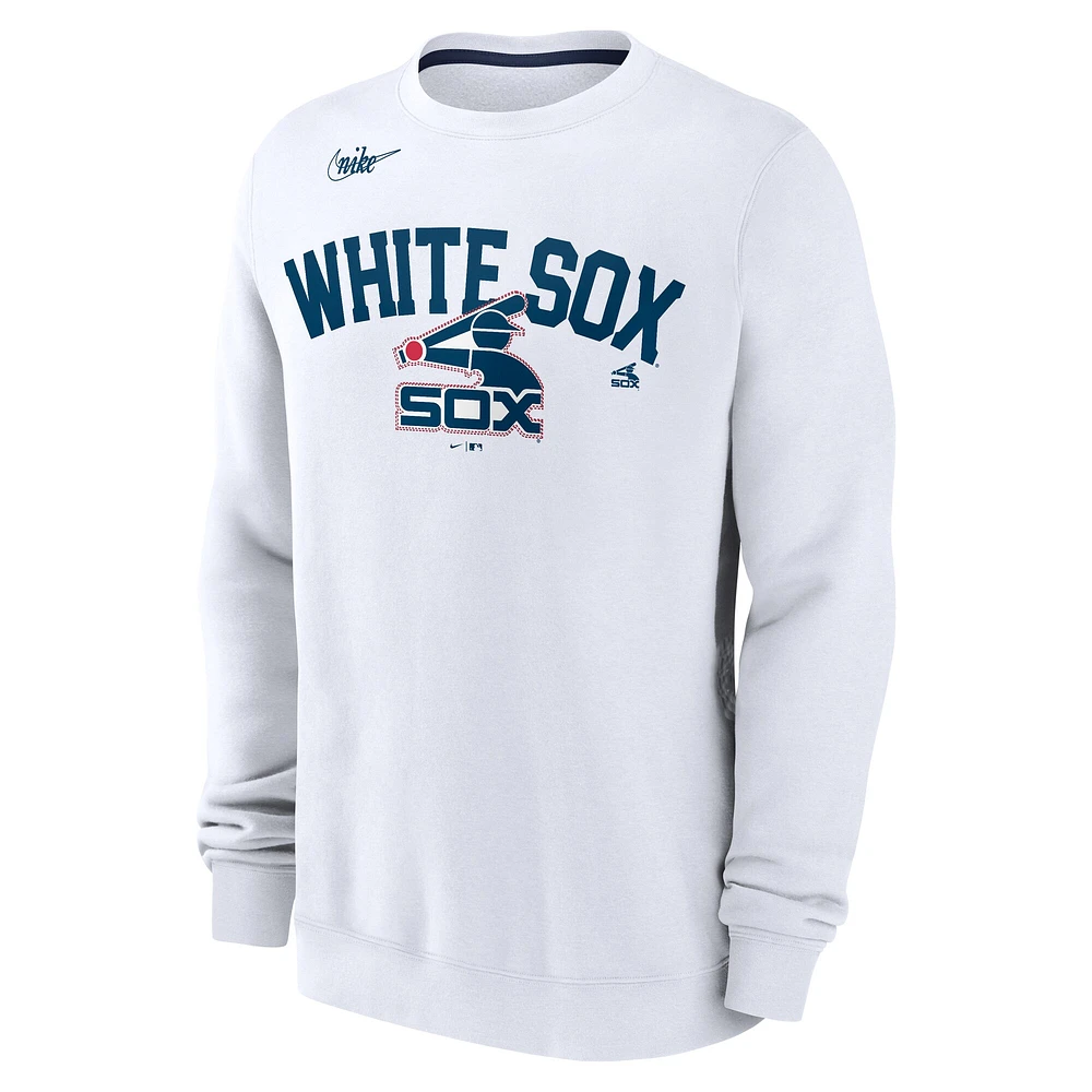 Men's Nike White Chicago Sox Cooperstown Collection Fleece Pullover Sweatshirt