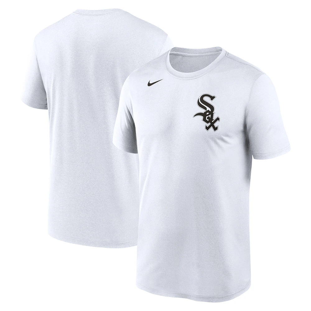 T-shirt grande et haute Performance Nike Chicago White Sox Wordmark Legend pour homme, blanc