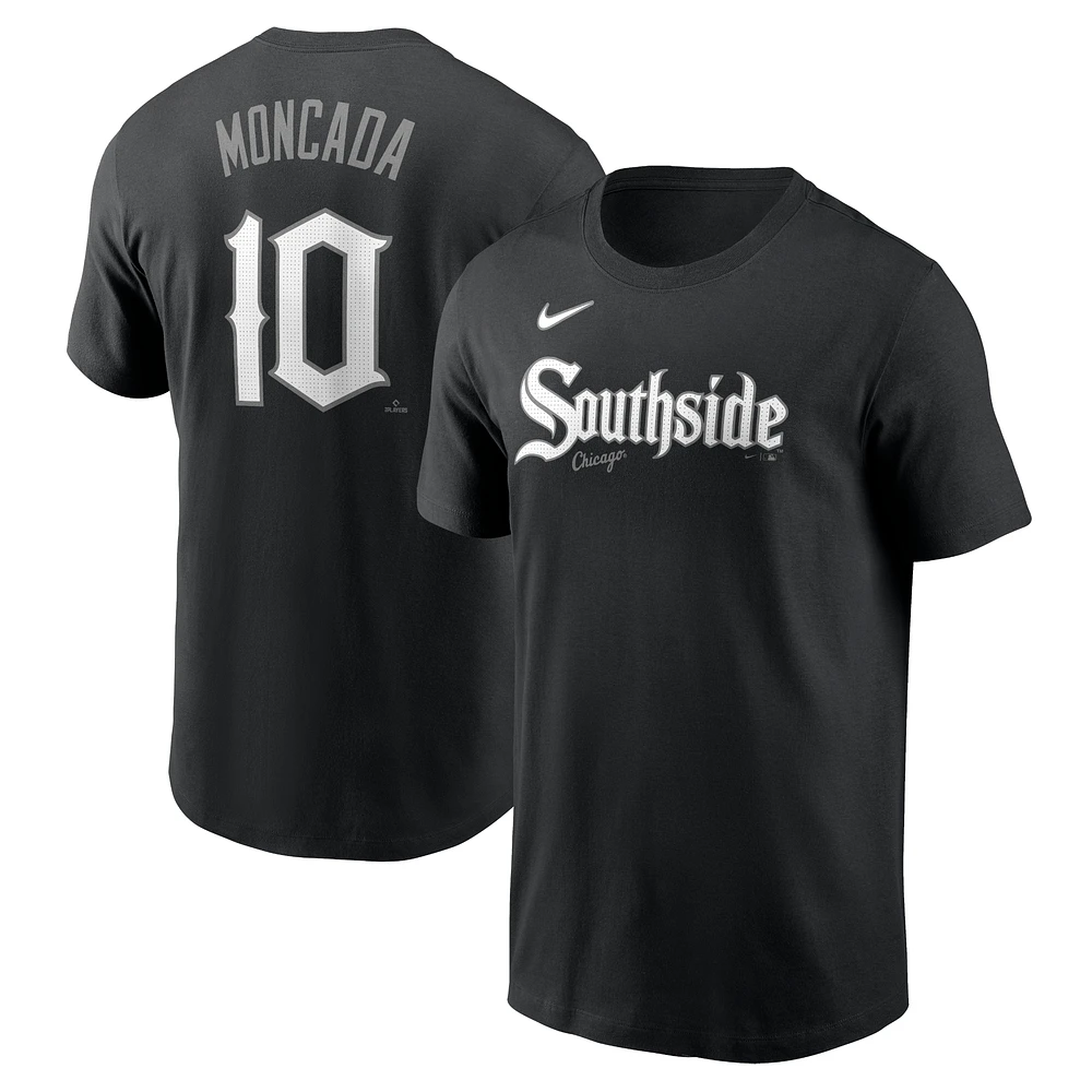 T-shirt Nike Yoan Moncada pour homme, noir, Chicago White Sox, City Connect Fuse, nom et numéro