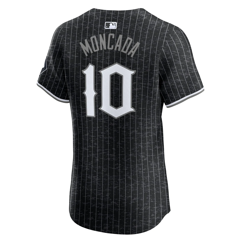 Maillot de joueur Nike Yoan Moncada noir Chicago White Sox City Connect Elite pour homme