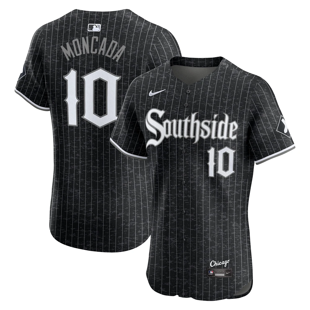 Maillot de joueur Nike Yoan Moncada noir Chicago White Sox City Connect Elite pour homme