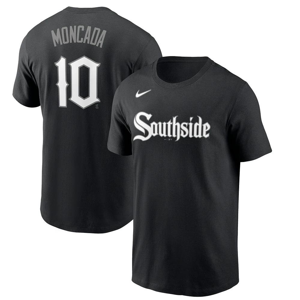 T-shirt Nike Yoan Moncada pour homme, noir, Chicago White Sox City Connect, nom et numéro