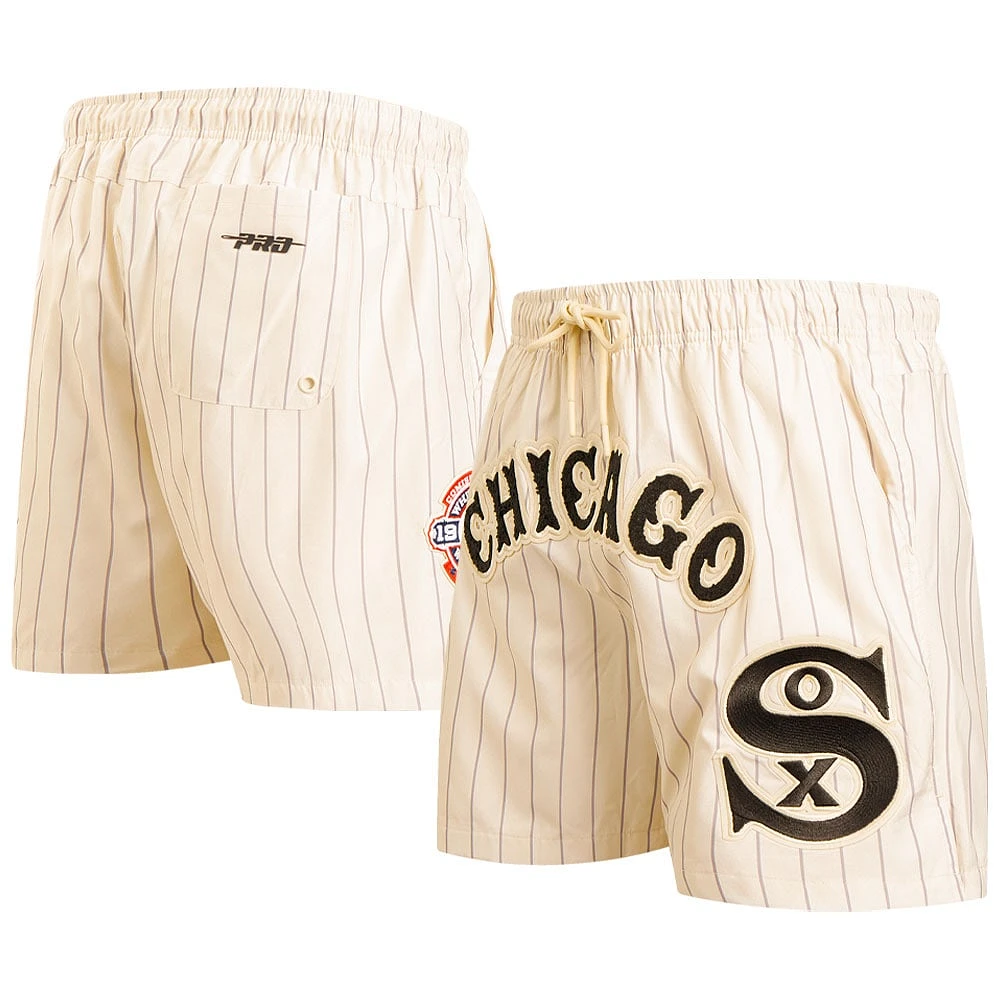 Men's Pro Standard Cream Chicago White Sox Pinstripe Retro Classic Woven Shorts