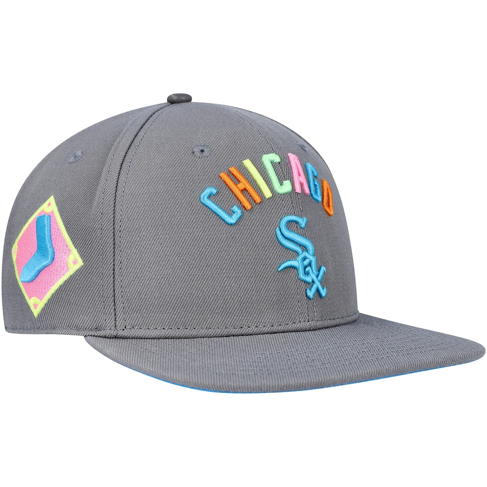 Casquette Snapback Chicago White Sox Washed Neon Pro Standard pour homme, gris