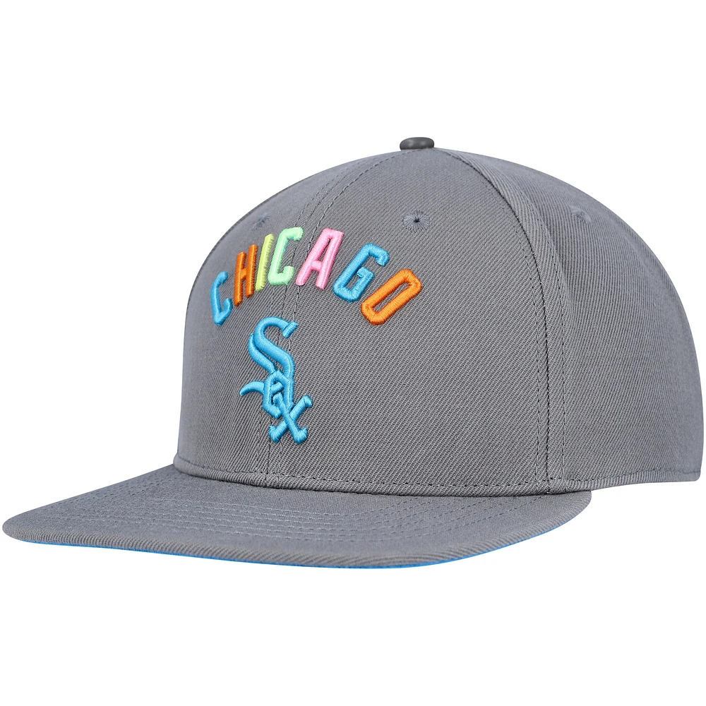 Casquette Snapback Chicago White Sox Washed Neon Pro Standard pour homme, gris