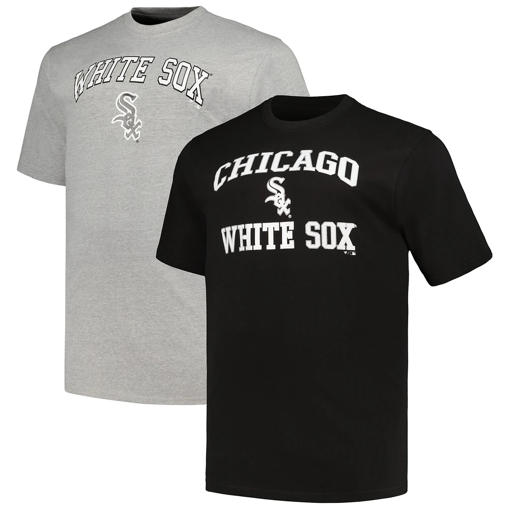 T-Shirt pour homme Profile Black/Heather Grey Chicago White Sox Big & Tall Combo Pack