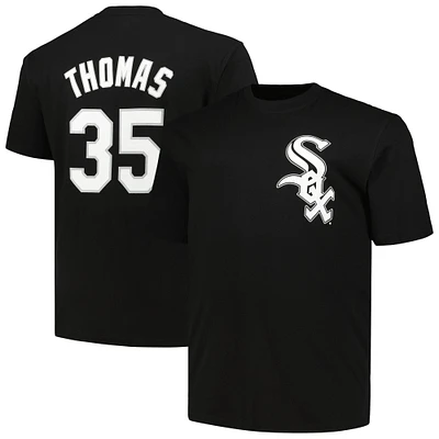 Profil pour homme Frank Thomas Noir Chicago White Sox Big & Tall Cooperstown Collection Nom et numéro du joueur T-shirt