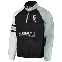 Veste à demi-zip Starter Black/White Chicago White Sox Elite Raglan pour hommes