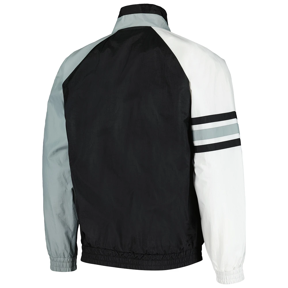 Veste à demi-zip Starter Black/White Chicago White Sox Elite Raglan pour hommes